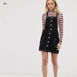 Brave Soul Overall Dress with Contrast Stitch